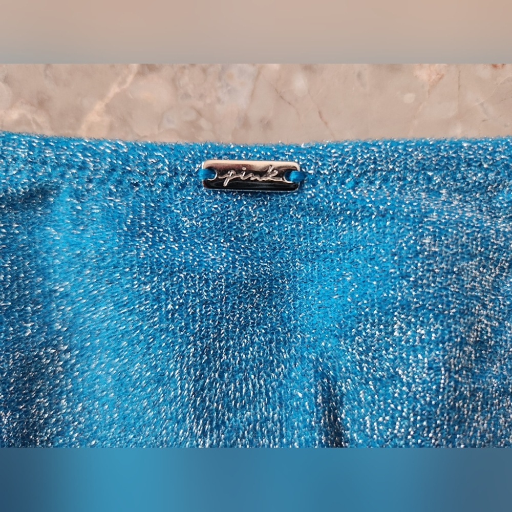 XS S M PINK Swim Brazilian Bikini Bottom Blue Shimmer - Picture 5 of 8